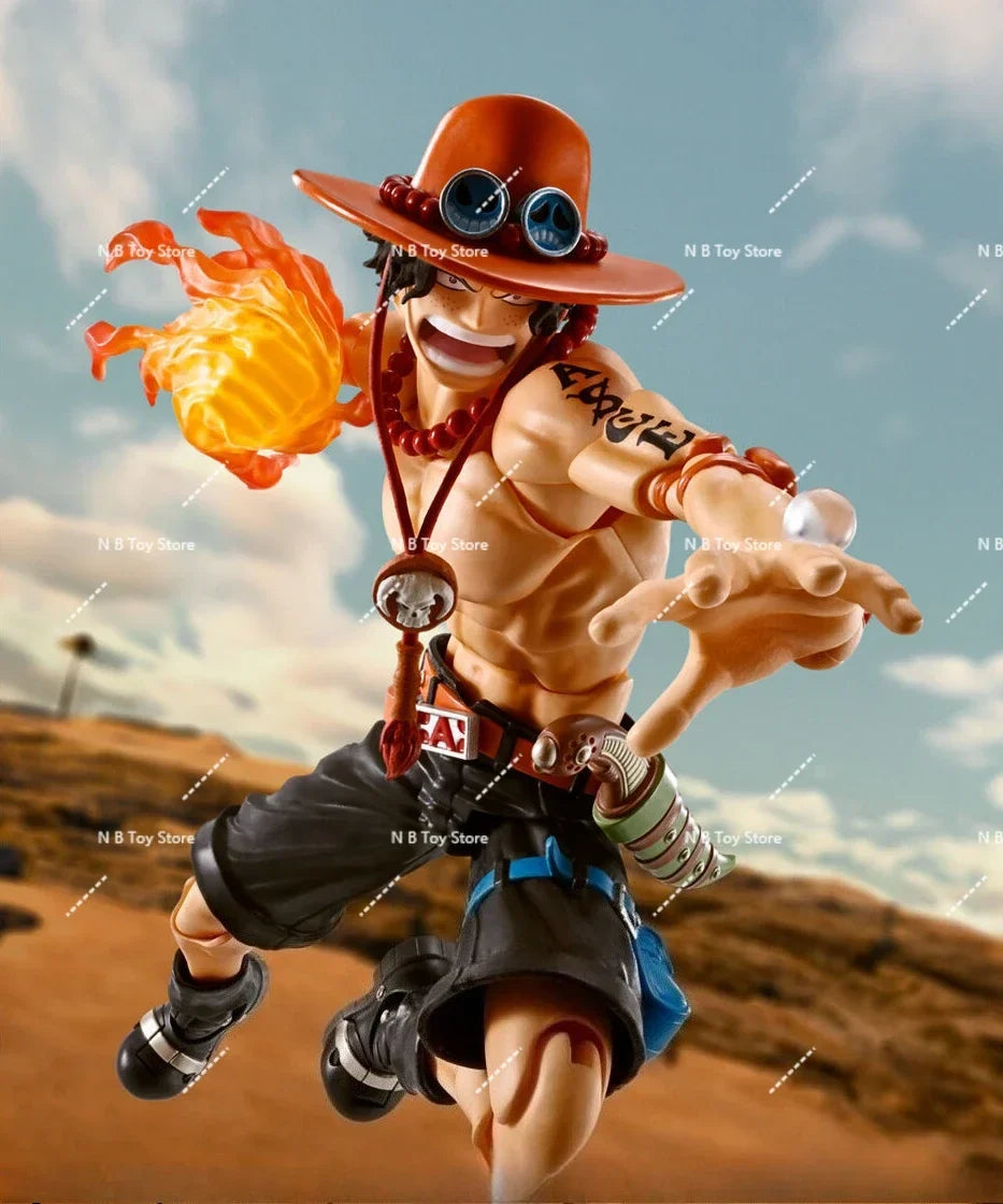 In Stock Bandai SHF Pirates One Piece Portkaras  Ace Fire Fist Top War Joint Moving Genuine Figures Actual Doll Collection Gifts