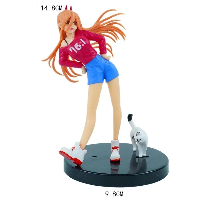 16CM Anime Denji Figure Power Pochita Figure Pressed Instant Noodles Scene Ornaments Makima PVC Model Doll Makima Boxed Toys