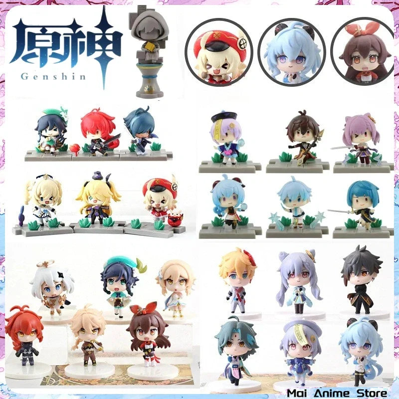 Anime Genshin Impact Kawaii Figure Paimon Amber Klee Kelly Action Figure Cute Game Figurine Model Kid Toys Children's Day Gifts