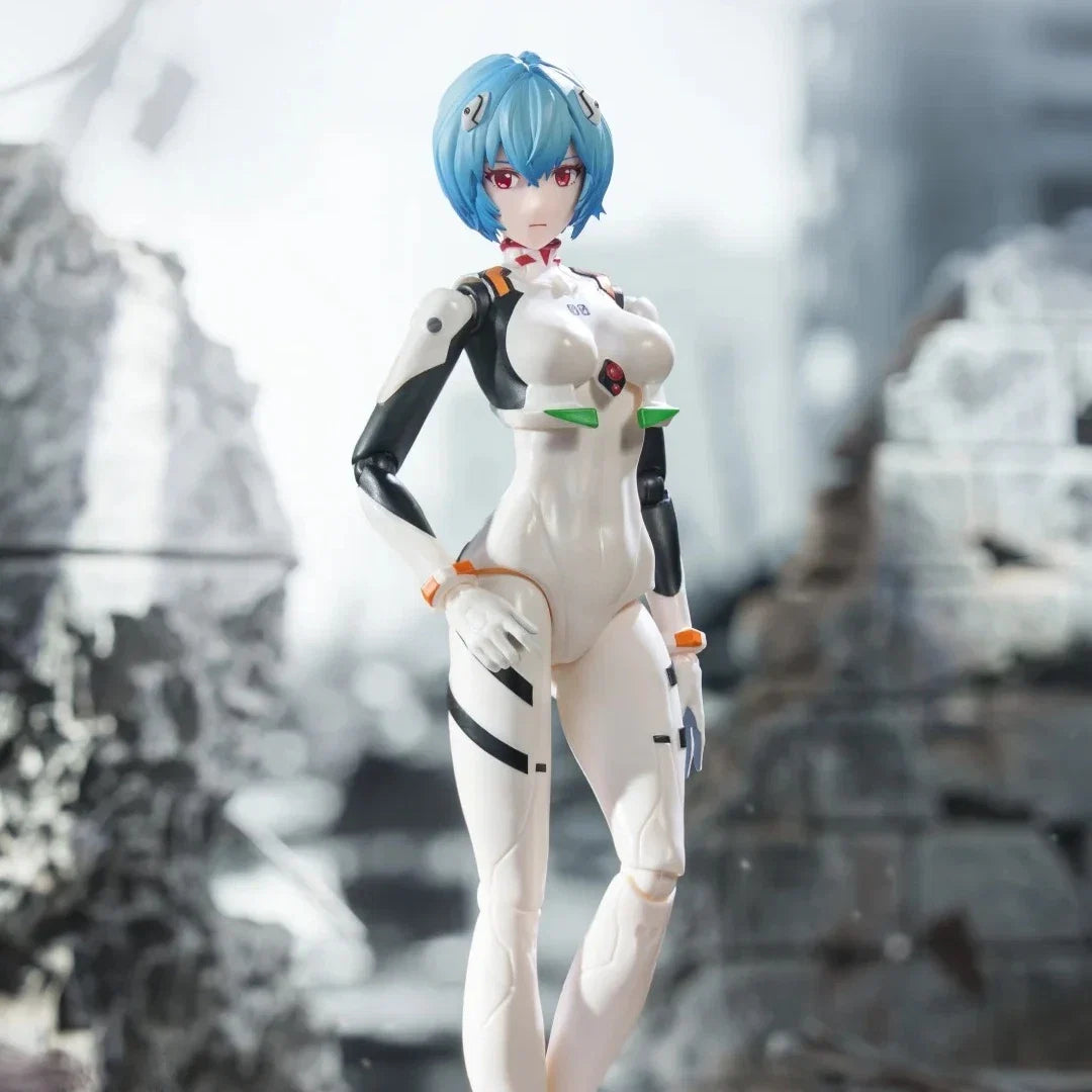 BLOKEES Neon Genesis Evangelion EVA Makinami Mari Illustrious Ayanami Rei Figurine Movable Model Collection Toys Desktop Decor