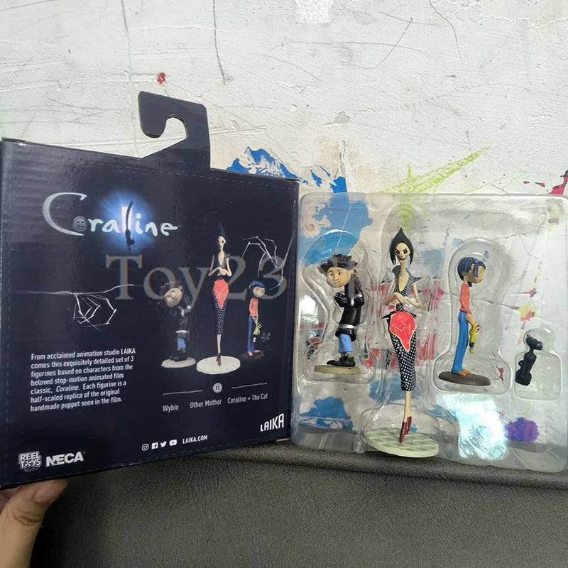 3PCS Neca Coraline Figure Anime Coraline & the Secret Door Crooked Character Action Figure Model Toys Doll Horror Birthday Gift