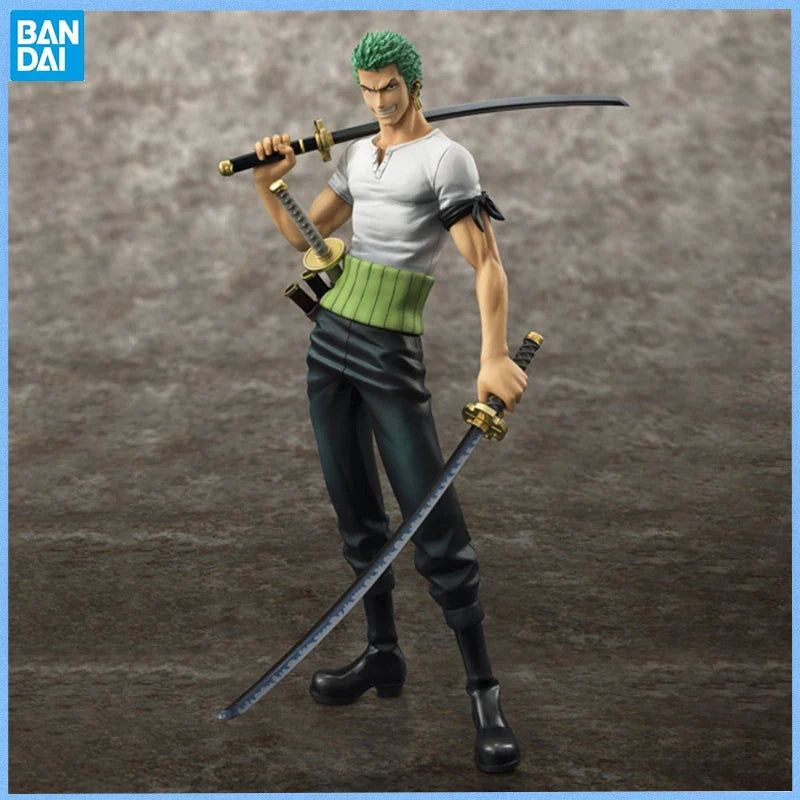 Bandai Genuine MegaHouse ONE PIECE Roronoa Zoro Tenth anniversary Anime figure Movable toy Anime Peripheral Doll for Collectors