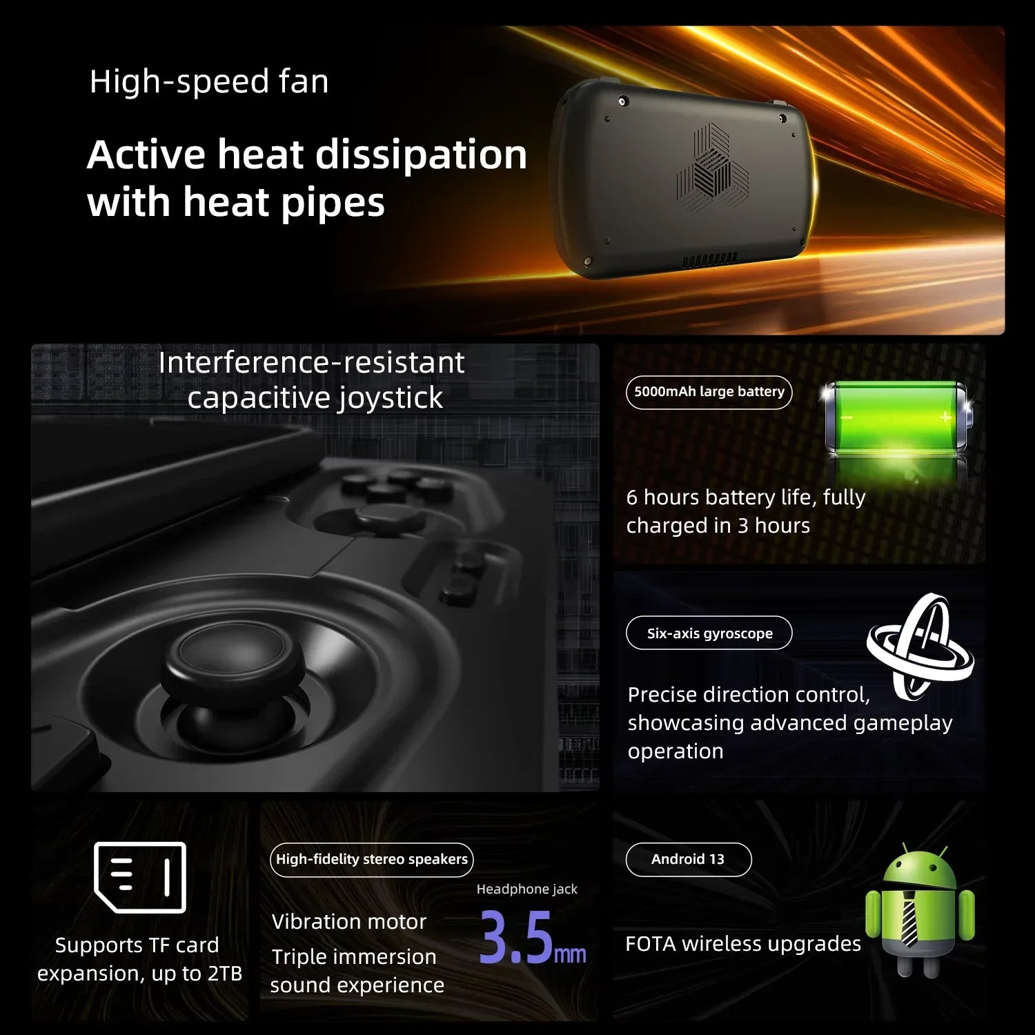 ANBERNIC RG Slide Video Handheld Game Console 4.7inch LTPS In-Cell Screen Android six-axis gyroscope 5000mAh 512G PSP PS2 Game