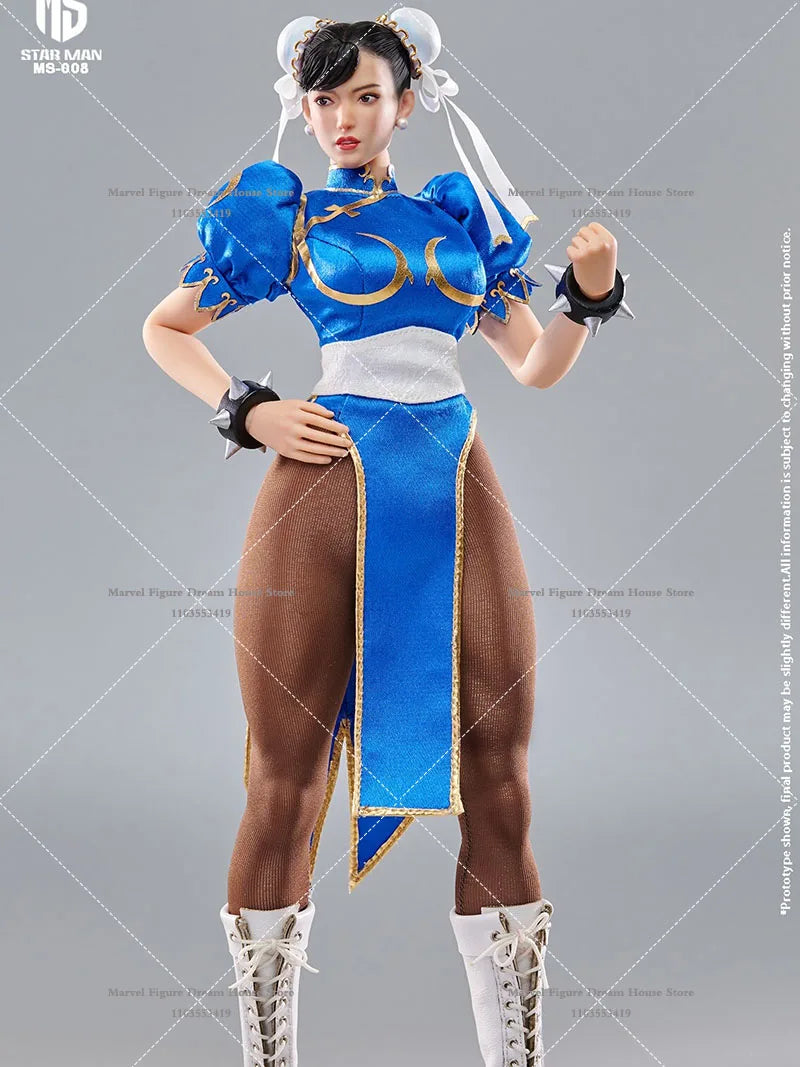 In Stock STAR MAN MS-008 1/6 Scale Blue Female Fighter Chun-Li 12Inch Action Figure Full Set Model Toys Cheongsam/Jumpsuit Ver.