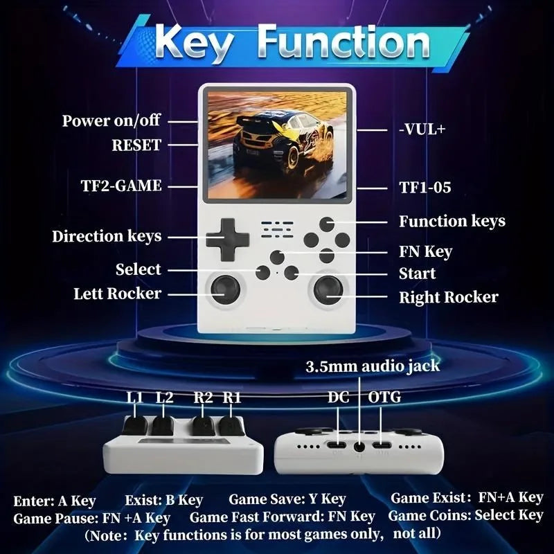 WUDS Handheld Game Console – 3.5" IPS Screen Linux System Retro Game Player with 15000+ Classic Games 32+64G TF Card pink