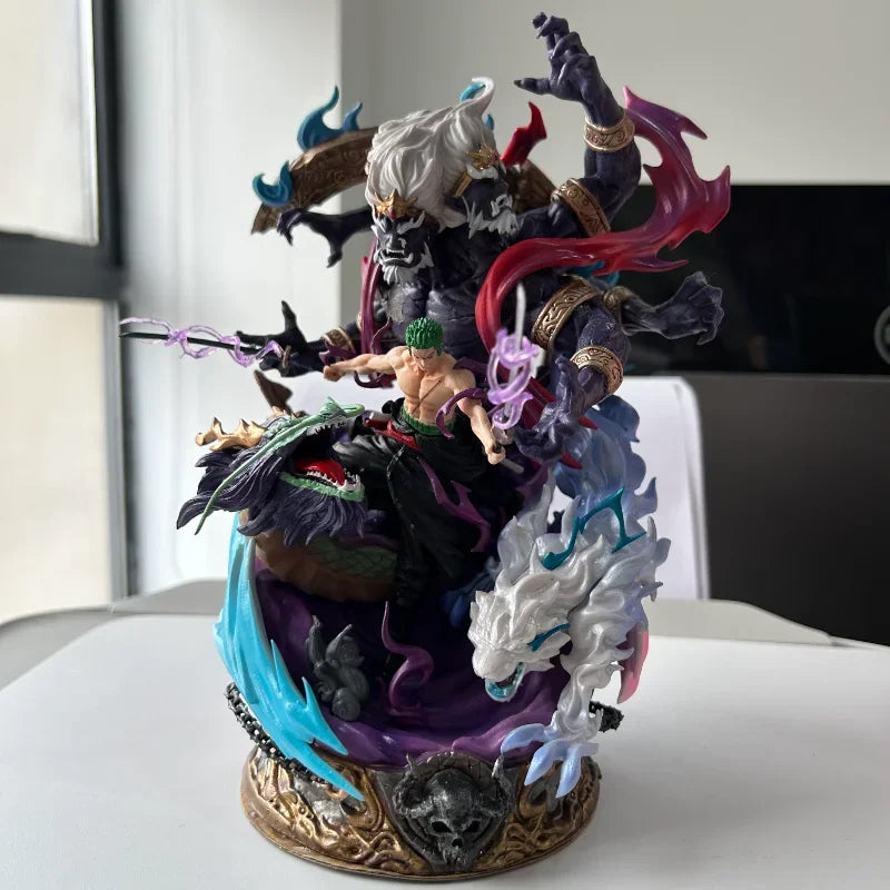 21cm One Piece Anime Figure Roronoa Zoro Statue 2 Heads King of Hell Action Figure Manga Collection Pvc Model Doll Kid Gift Toys