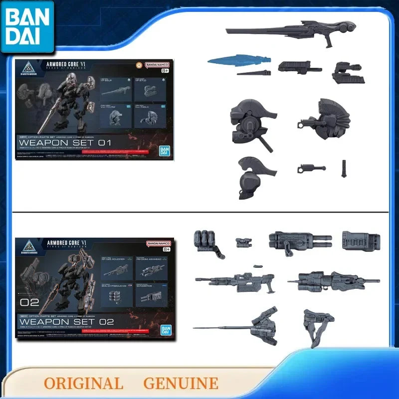 Bandai Original Genuine 30MM ARMORED CORE VI FIRES WEAPO.N SET 01 02 Anime Action Figures Toys Kid Gift Assembly Model Ornaments