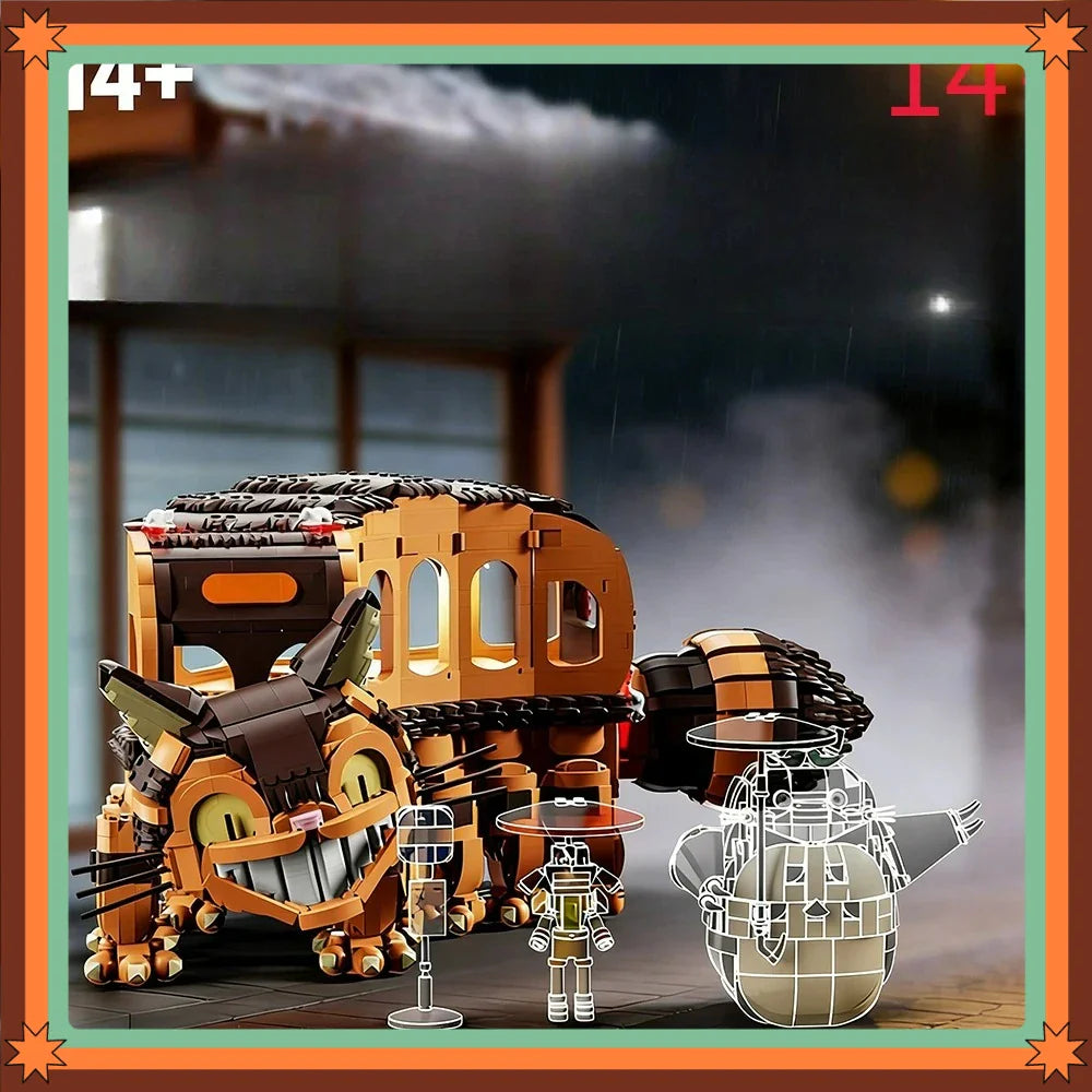 Moc Shop Katzenbus Sammelbausteine Japanisches Anime Spielzeug Kreatives Modell Geschenk für Hayao Miyazaki Anime Fans 4743PCS