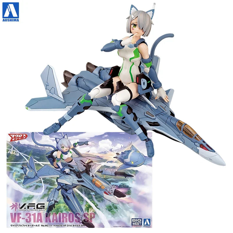 Aoshima V.F.G. Macross Delta VF-31A Kairos SP Action Figures Collectible Mecha Girl Plastic Model Kit