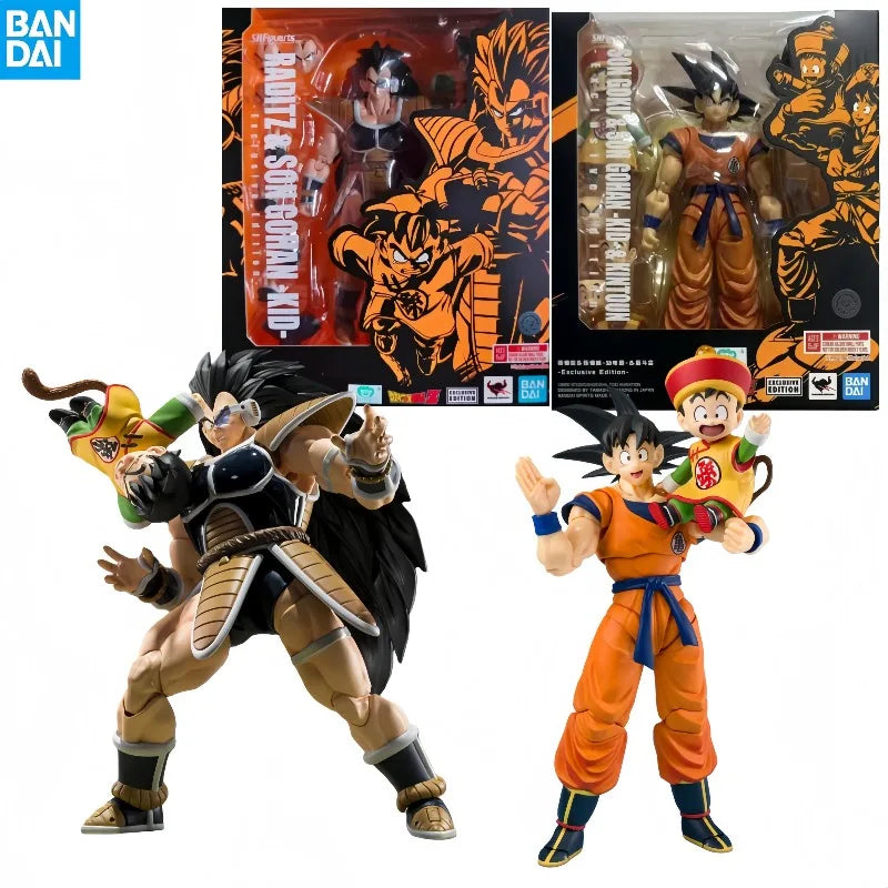 BANDAIGenuine SHF Dragon Ball RADITZ &SON GOHAN -KID- SON GOKU &KINTOUN -Exclusive Edition- Anime Action Figure Model