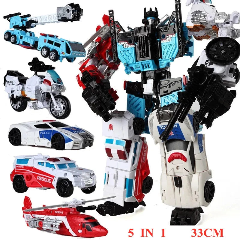 New 5 IN 1 BPF G1 Cool 33CM Devastator Transformation Toys Anime Action Figure Robot Dinosaur Model Boy Kids Gift