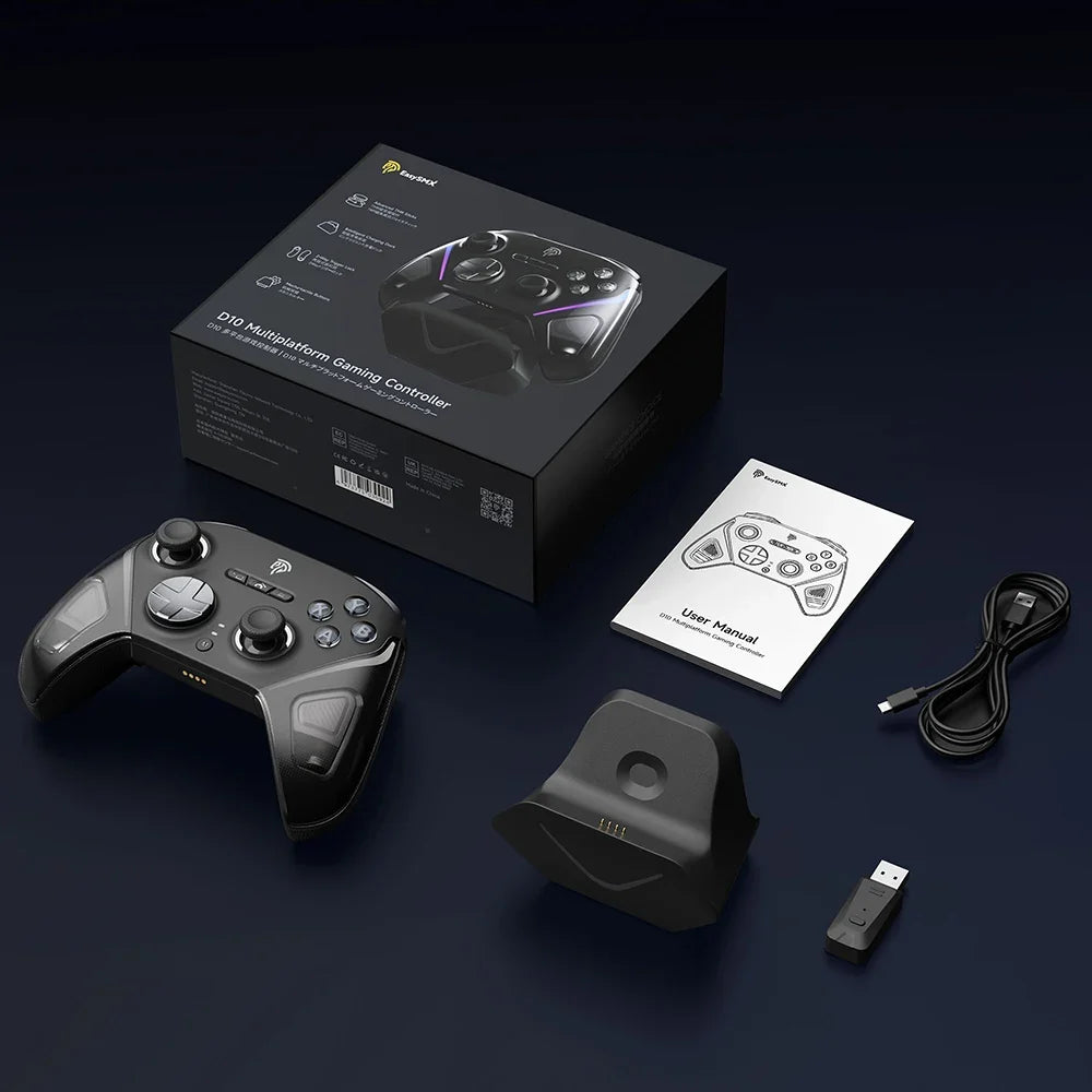 EasySMX D10 Wireless Gamepad Bluetooth Game Controller Compatible with PC/Switch/Phone/Steam, TMR Sticks, Charging Dock