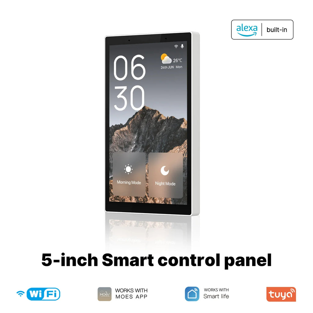 MOES Tuya Wifi Smart 5-inch Touch Screen US Center Control Panel Voice Control Alexa And ZigBee Gateway Built-in Scene Control