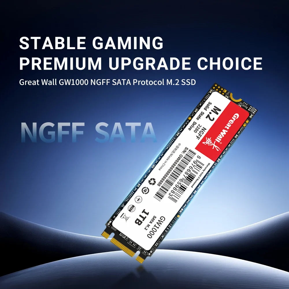 Great Wall M.2 2280 SSD Hard Disk 128GB 256GB 512GB 1TB NGFF 2TB Solid State Drives 540MP/S M2 SATA for Desktop PC Notebook