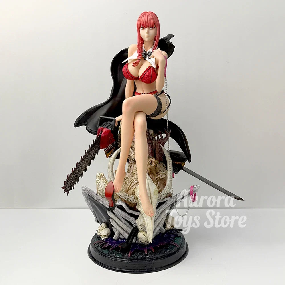 46cm/18.11in Anime Chainsaw Man Figure Makima Action Figures Pvc Statue Desktop Ornamen Collection Model Toys Gifts