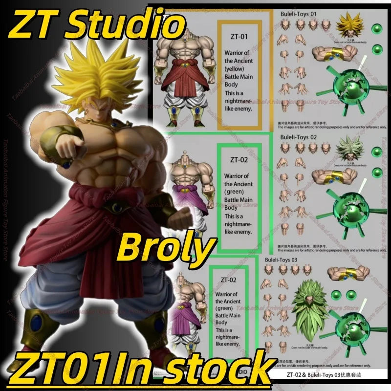 【ZT 01 in Stock】ZT Studio Ancient Warrior Broly Green Yellow Long Hair 1/12 Action Figure Anime Character Figure Collection