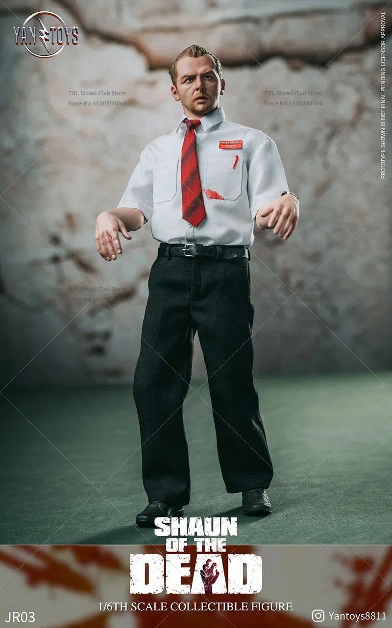 YANTOYS JR03 1/6 Scale Collectible Shaun of the Dead Simon Pegg 12Inch Male Solider Action Figure Full Set Model Toys for Fans