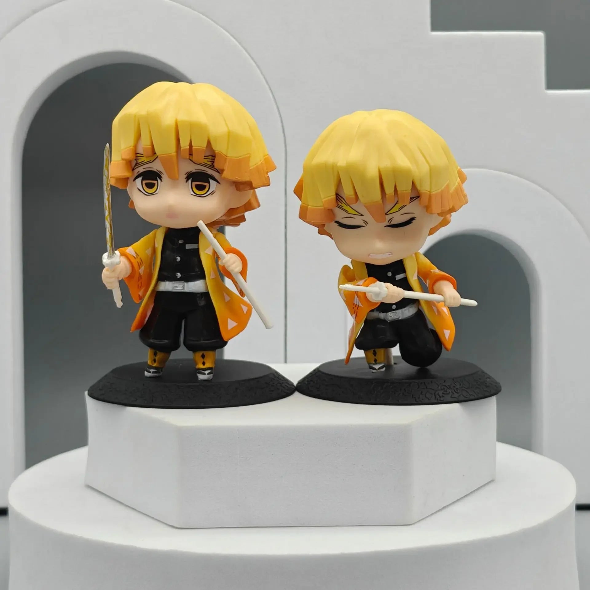 Demon Slayer Sitting Ghost Doll 10pcs Set Q Version Tanjiro Nidouzi Inosuke Zenizu Figure Action Figure Movie Model kid Toy Gift
