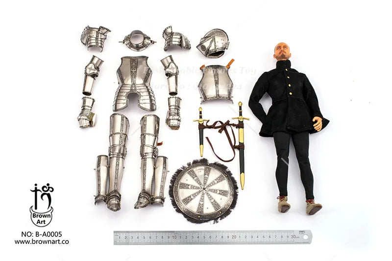 BROWN ART BA0005M 1/6 Men Soldier European German Duke Armored Soldier  Armored Soldier Stainless Steel Armor Weapon 12" Dolls