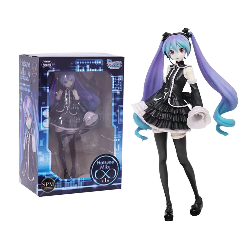 25CM Anime Hatsune Miku Figure Gothic suit standing posture cartoon model toy gift collection decoration ornaments PVC