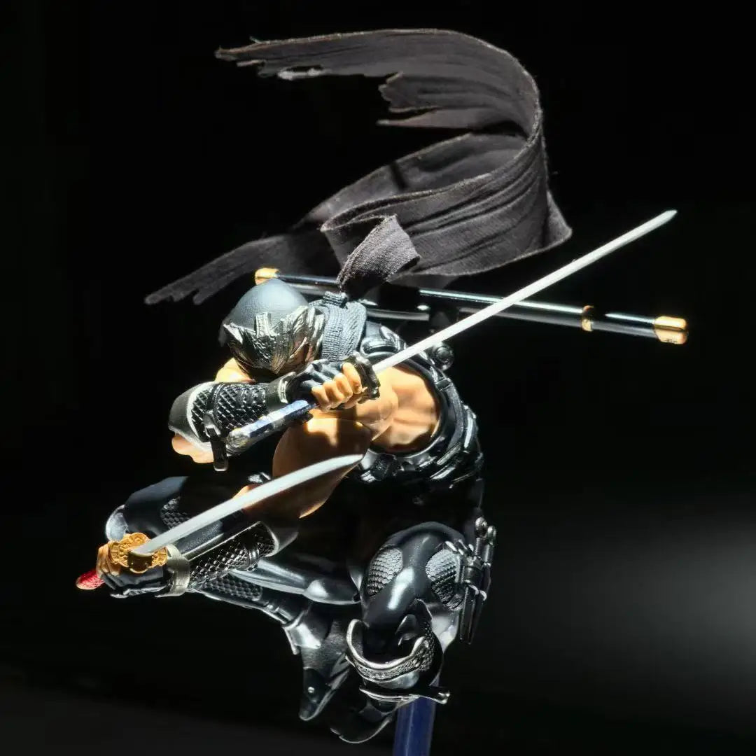 Ninja Gaiden SHF Anime Handmade Ryu Hayabusa Tailored Scarf 13Cm and 20Cm Cloak Built In Iron Wire Is Suitable for 1/12 Toys