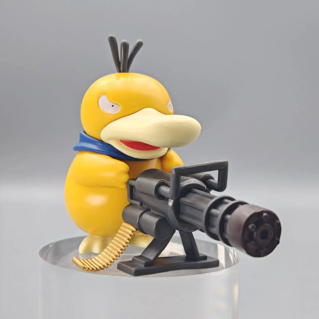 2025 Pokemon Serie Psyduck Gatling Gun Figure Toy Cute Duck Collection Creative Figurine Model Anime Gifts Car Decor Toys