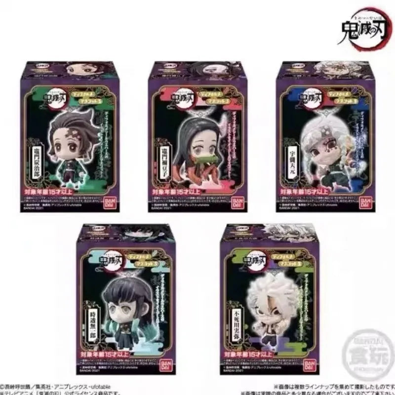 BANDAI Demon Slayer Action Figures Model 4CM Tanjirou Giyuu Obanai Sanemi Nezuko Kanae  Key Chain Pendant Series Original