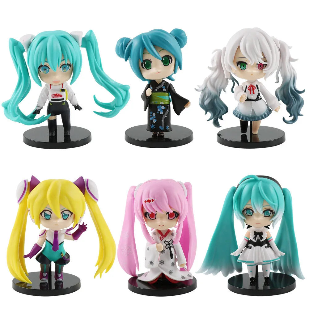 6Pcs/1Set Anime Hatsune Miku Figure Colorful Stage! Feat Shinkansen Henkei Robo Shinkalion Kimono Toy Model Doll Aciton Figure