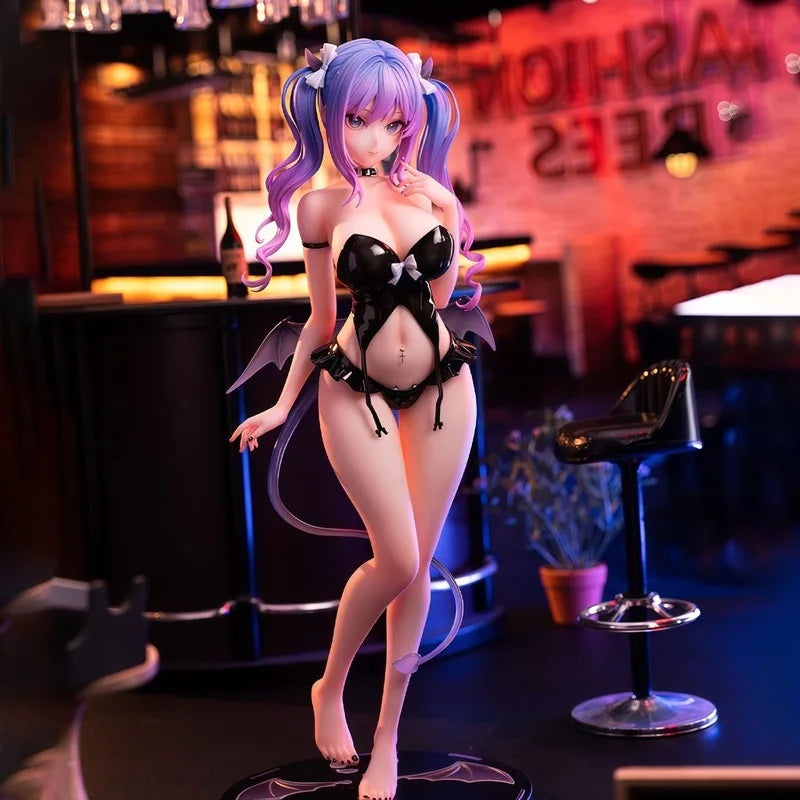 GW Momoko Süßer Anime-Sukkubus Figur PVC Sammlerstück Lila Haar Anime Mädchen Figur Schreibtisch Deko für Anime Otaku Fans