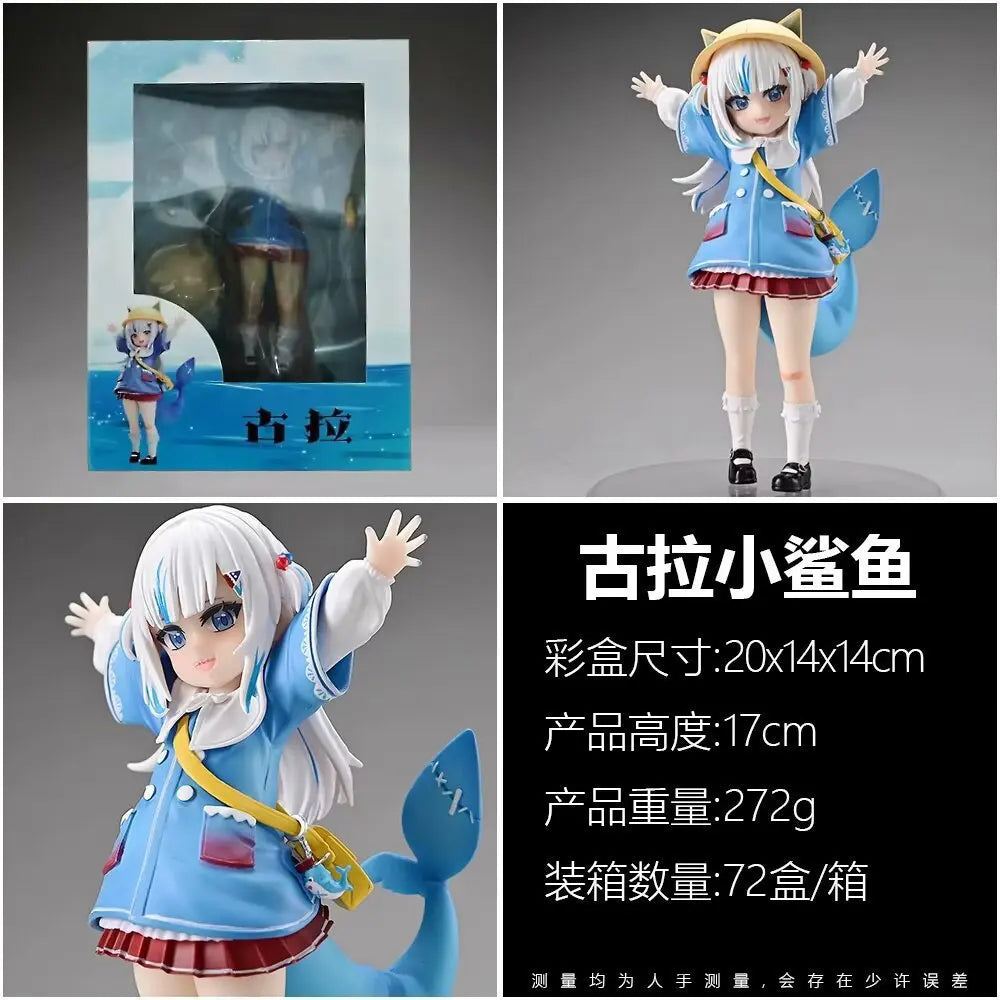 17CM Anime Figure Hololive Gawr Gura Kindergarten Action Figure Blue Shark Costume Cosplay Kawayi Cute Model Doll Toys Gift