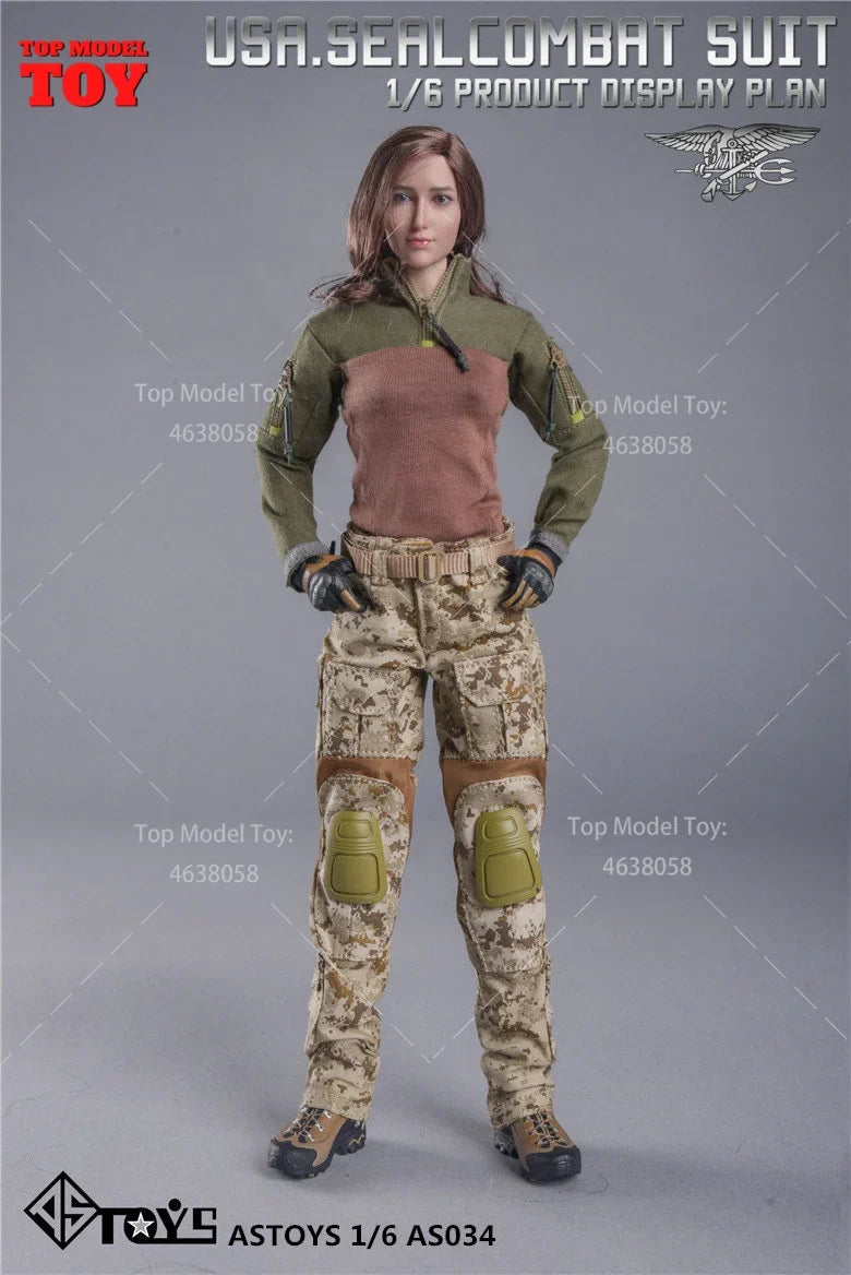 ASTOYS AS034 1/6 Scale U.S. Navy Camouflage Combat Uniform Suit Clothes Model Fit 12" Female Soldier Action Figure Body Dolls