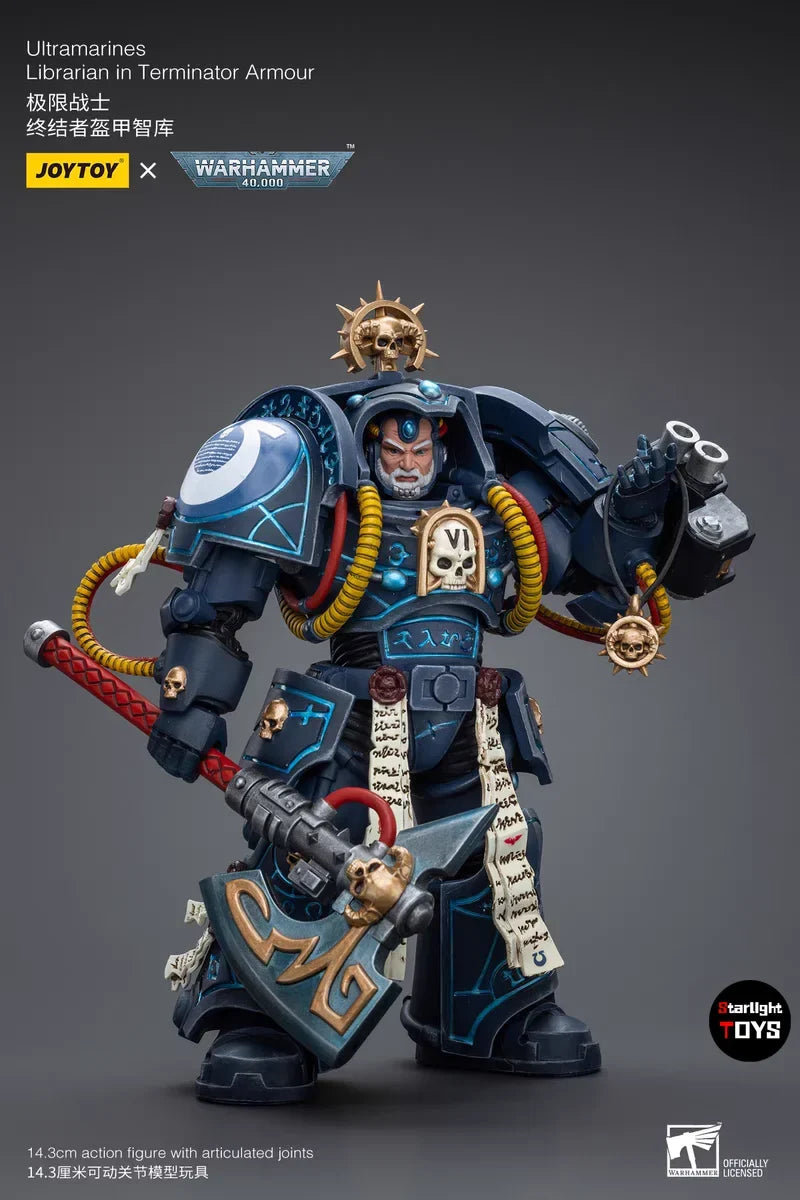 JOYTOY 1/18 Action Figure Warhammer 40K Ultramarines Librarian in Terminator Armour Toys Model Gifts Collection Ornaments