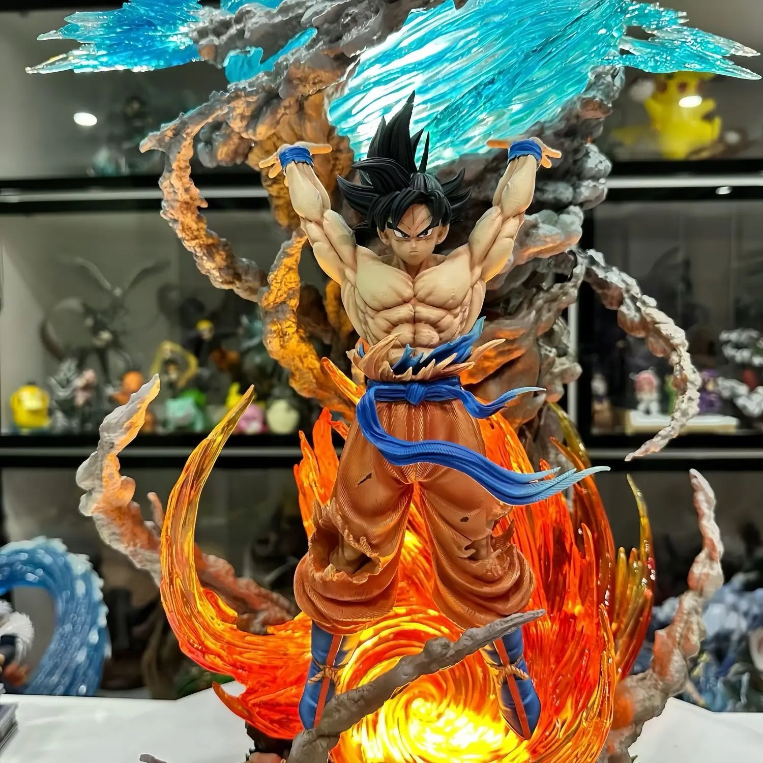 25cm Dragon Ball Figures Spirit Bomb Sou Goku Figures Super Saiya Statue Figure Model Pvc Doll Collection Toys Gift