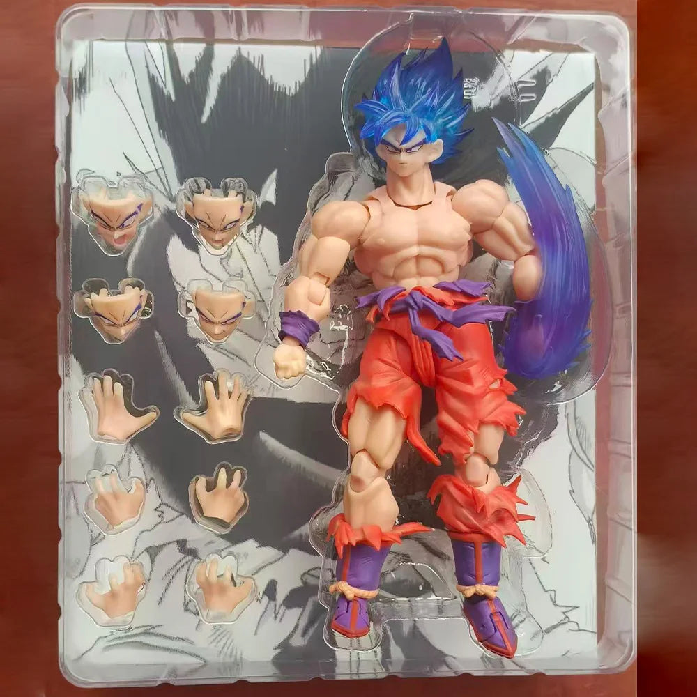 E&C Studio Actionfiguren Dragon Ball Z SHF Super Saiyajin Son Goku Blau Kaioken Kampfschaden 3.0 Körper EC Studio Modell Spielzeug Geschenke