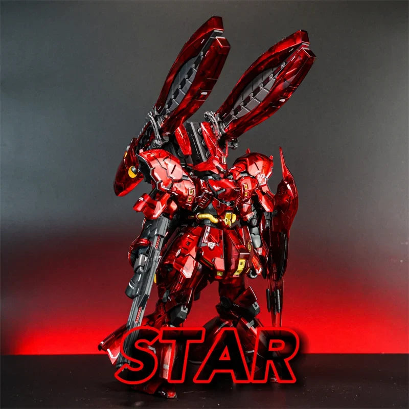 RG 1/144 Electroplated Translucent Fukuoka Sazabi Assembly Model Kit Action Figure With Crab Claw Water Slide Decals Boy Toy