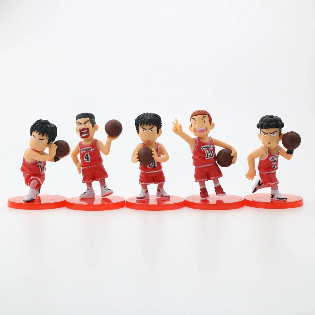 Slam Dunk Q Edition Five Piece Set Sakuragi Hanamichi Ryukawa Maple Shobei Basketball Team Doll Handmade Ornament Car Decoration