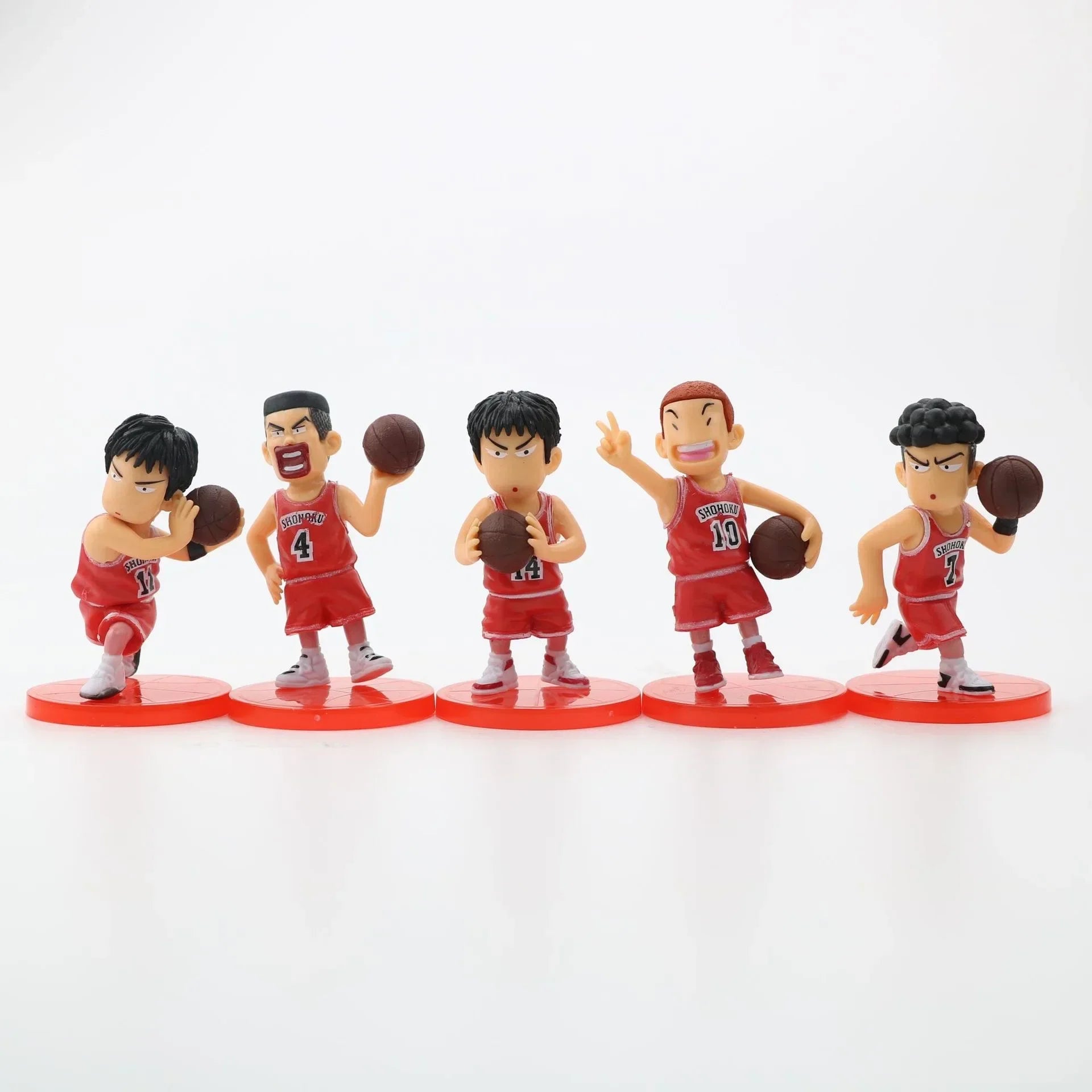 Slam Dunk Q Edition Five Piece Set Sakuragi Hanamichi Ryukawa Maple Shobei Basketball Team Doll Handmade Ornament Car Decoration