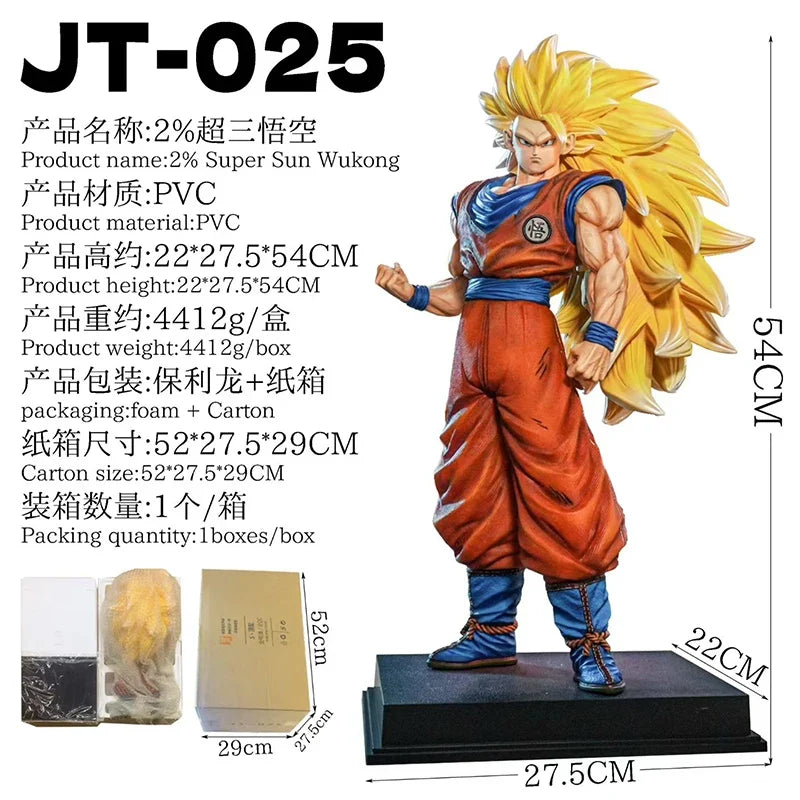Dragon Ball JT2% 54cm SSJ3 Goku Large Size Action Figures PVC Exquisite Statue Model Anime Peripheral Toy Desktop Decor Boy Gift
