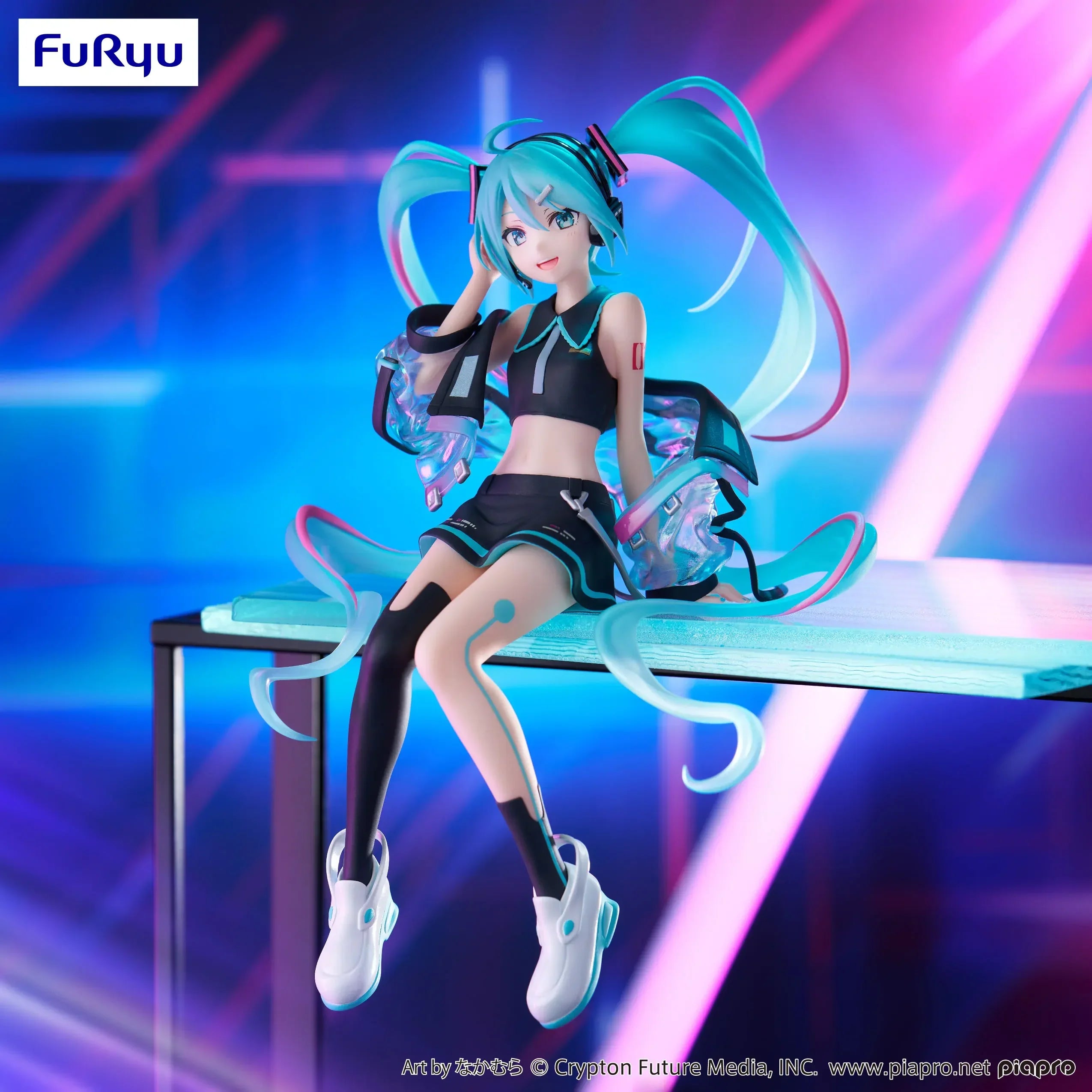 Original Furyu Hatsune Miku Vocaloid Colorful Technology Action Figure Kawai Noodle Stopper Figure Toy Pvc Model Collection Gift