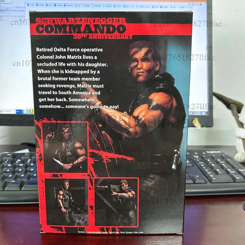 NECA New Terminator T-800 Commando Arnold Schwarzenegger Commando 30th Anniversary John Matrix Action Figure Model Toys Gift