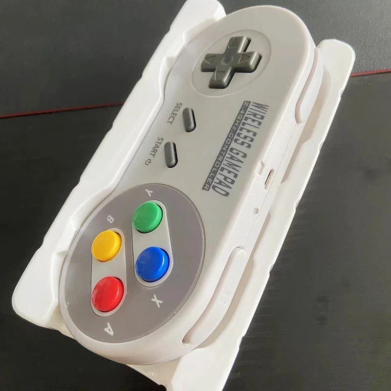 2 Reciever Game Controller Wireless Colorful Button 2.4G Gamepad Joypad Joystick Compatible for SNES Mini PC Windows NS Switch