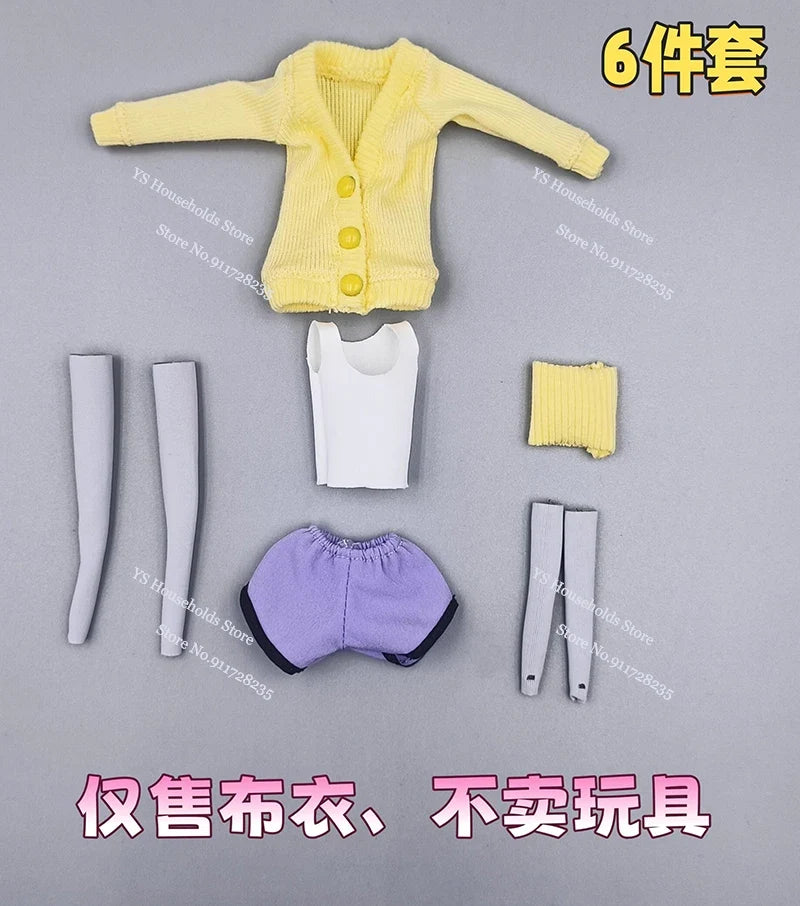 1/12 Ayase Seiko Female Figure Red Black Hoodies Cloak Homewear Yellow Cardiagn Hemline Vest Stockings For 6" Shf Soldier Body