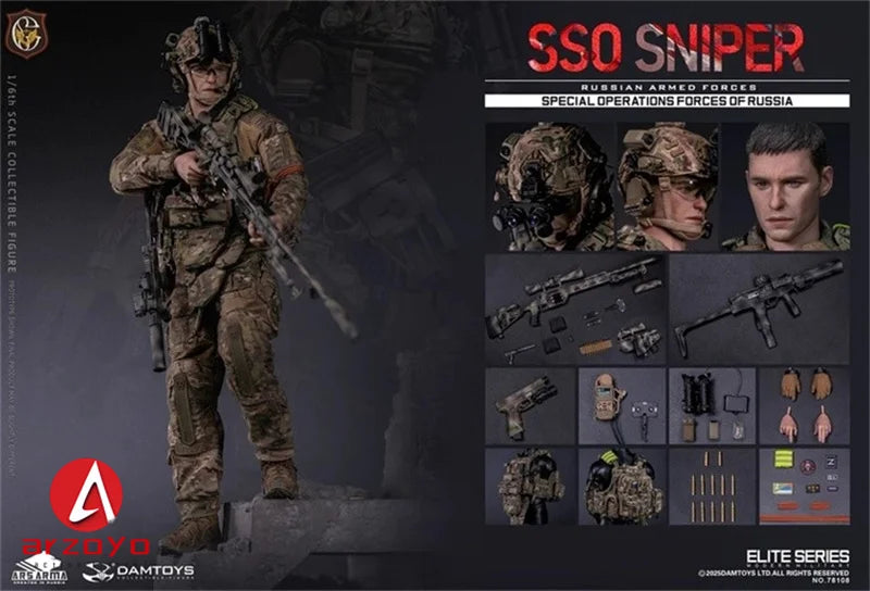 DAMTOYS 78108 1/6 Russian Federation SSO Special Forces Sniper Male Soldier Full Set 12inchs Action Figure Collectible Model