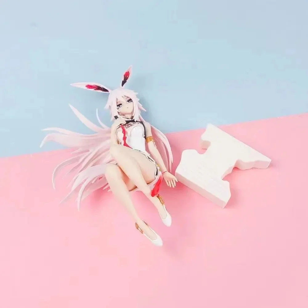 19CM Game Anime MmiHoYo Figure Yae Sakura Pink and White Sexy Cheongsam Seated Model Toys PVC Gift Doll Collection Ornament