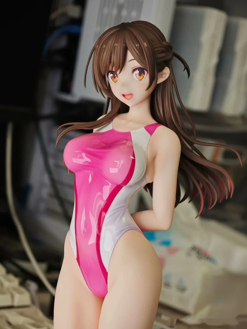Stock Girlfriend Please Borrow Me Anime Figure Doll Mizuhara Chizuru Competitive Swimsuit Stance Decor Collection Christmas Gift