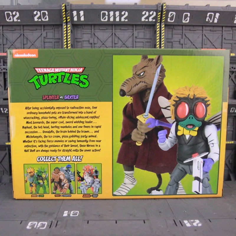 NECA TMNT Figure Splinter and Baxter Action Figuras 1987 Comic Teenage Mutant Ninja Turtle Figuirne Anime 7-Inch Model Original
