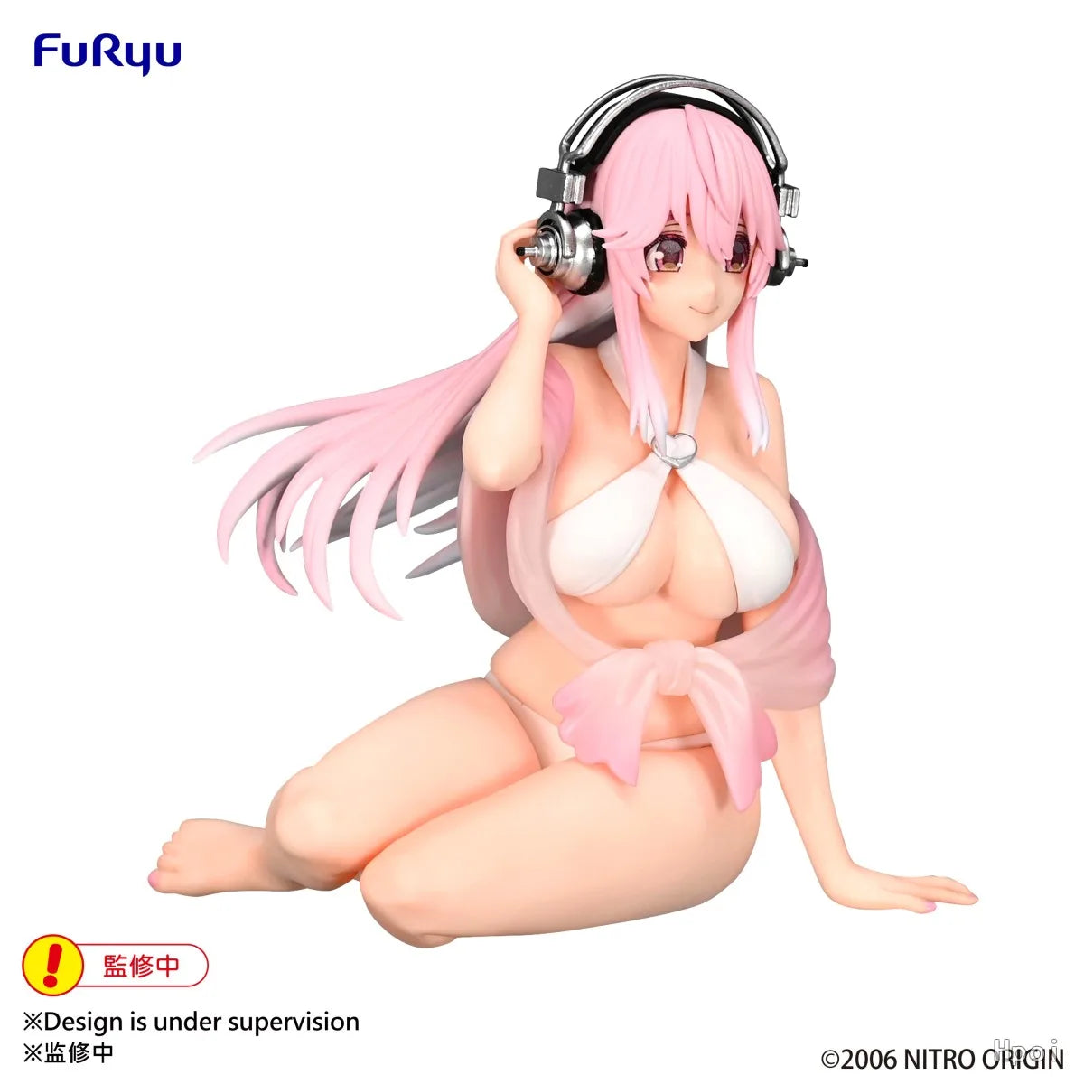 Original FuRyu Noodle Stopper Figure SUPER SONICO White Bikini Toy Ornament Model