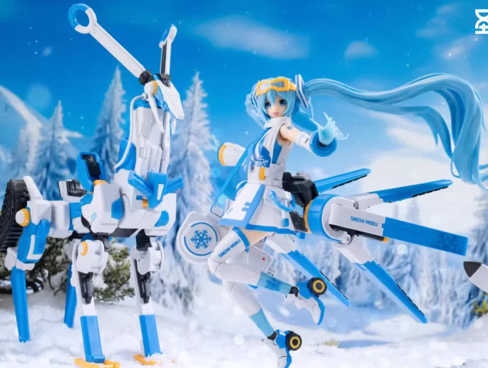 2026 Neue Hatsune Miku Snow Miku Echoing Frost Limited Edition Rentier-Schneemobil-Bausatz mit Umhang Anime Figur Spielzeug