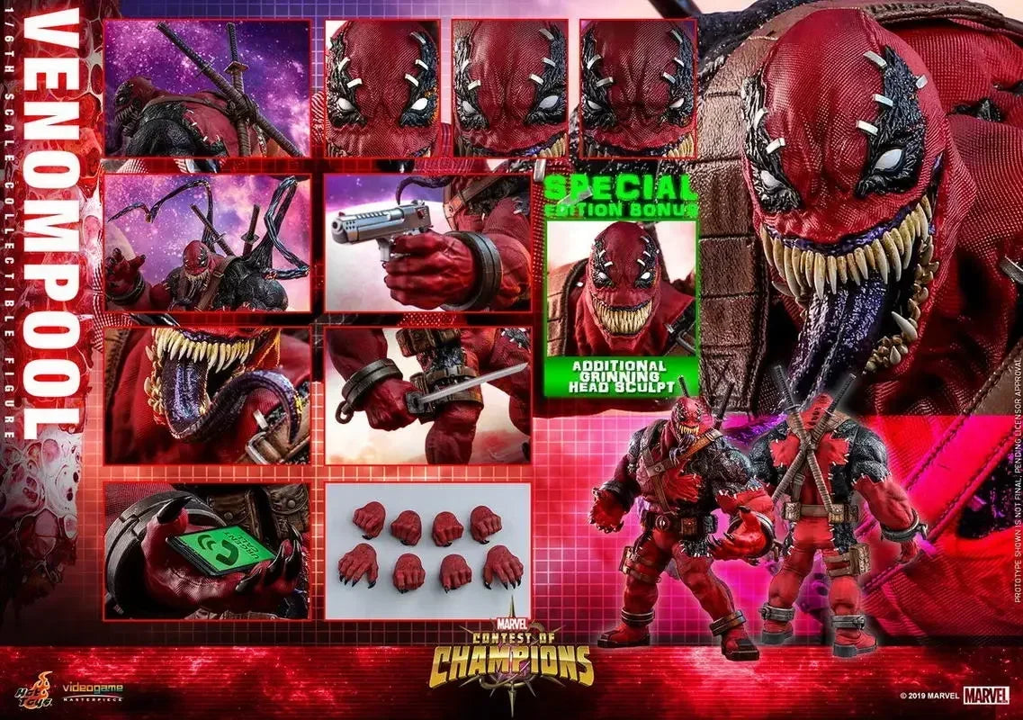 Original Marvel Venom Pool Action Figure Toy Movie Character Portrait Model 1:6 36.5cm Collectible Gift in stock
