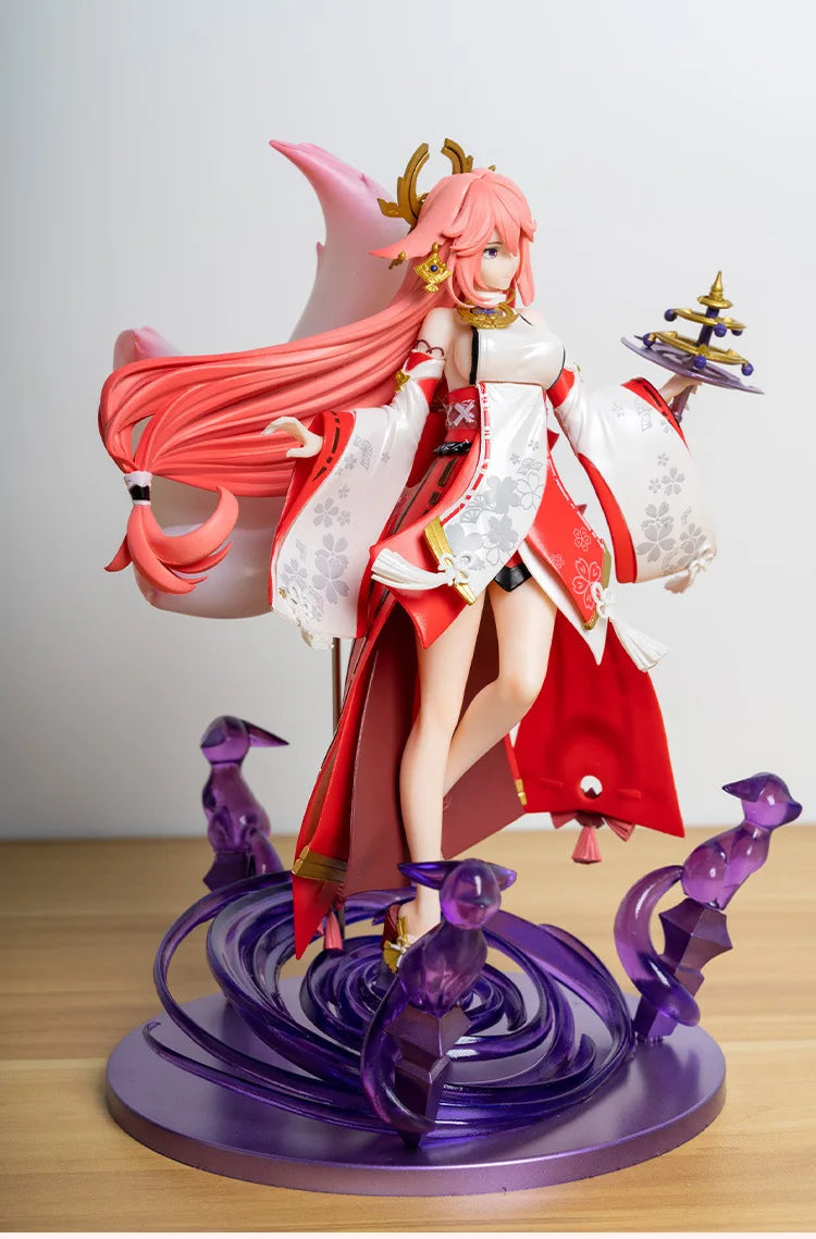 24cm Anime-Figur Genshin Impact Gk Yae Miko Fuchs Pvc Action-Figur Desktop-Ornament Dekoration Modell Statue Spielzeug Für Kinder Geschenk